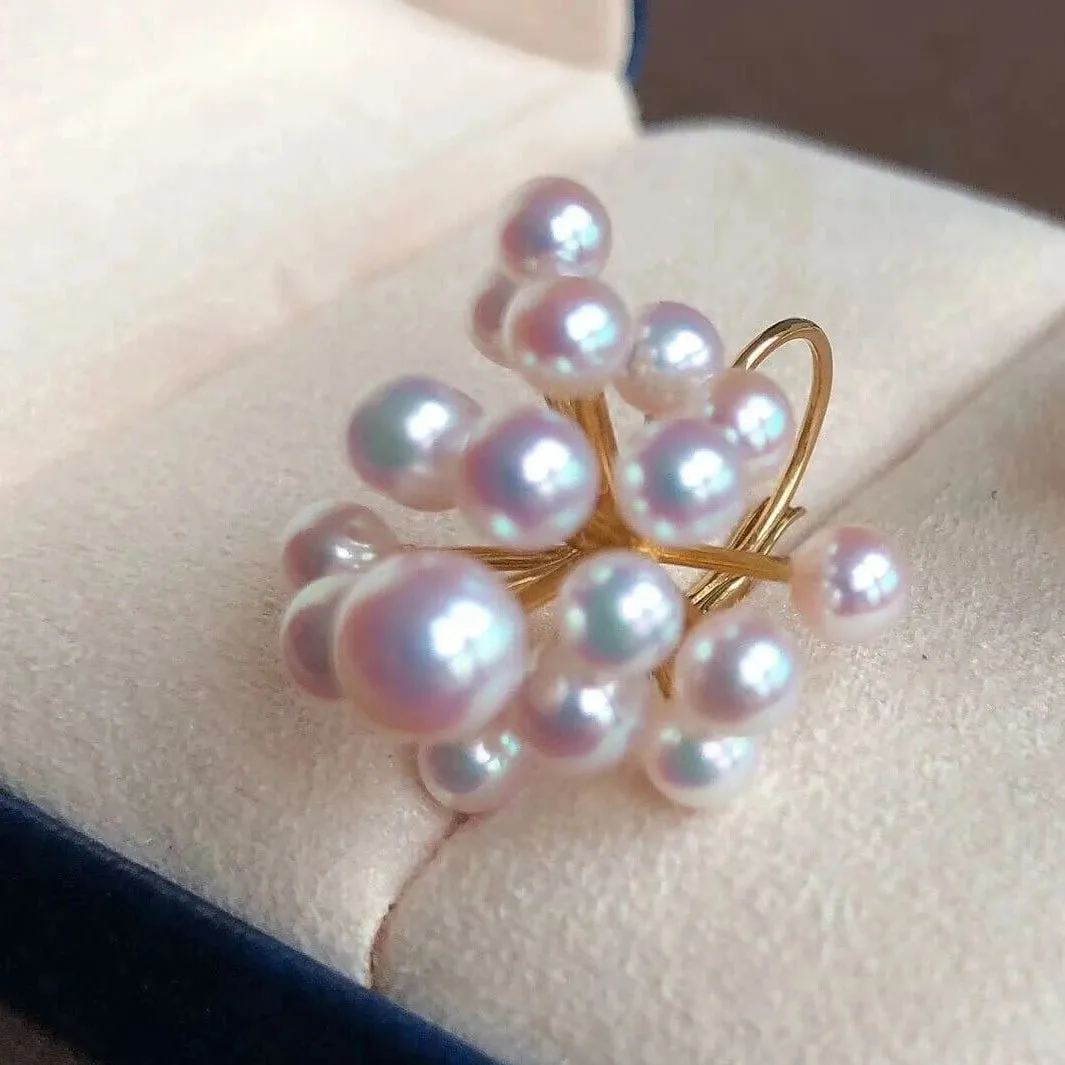 White Akoya Pearl Amaranth Flower Dangle Earrings