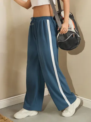 Women Airforce Blue Side Tape Drawstring Joggers