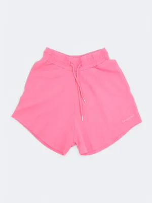 Women's Brand Logo Embroidered Shorts,Pink