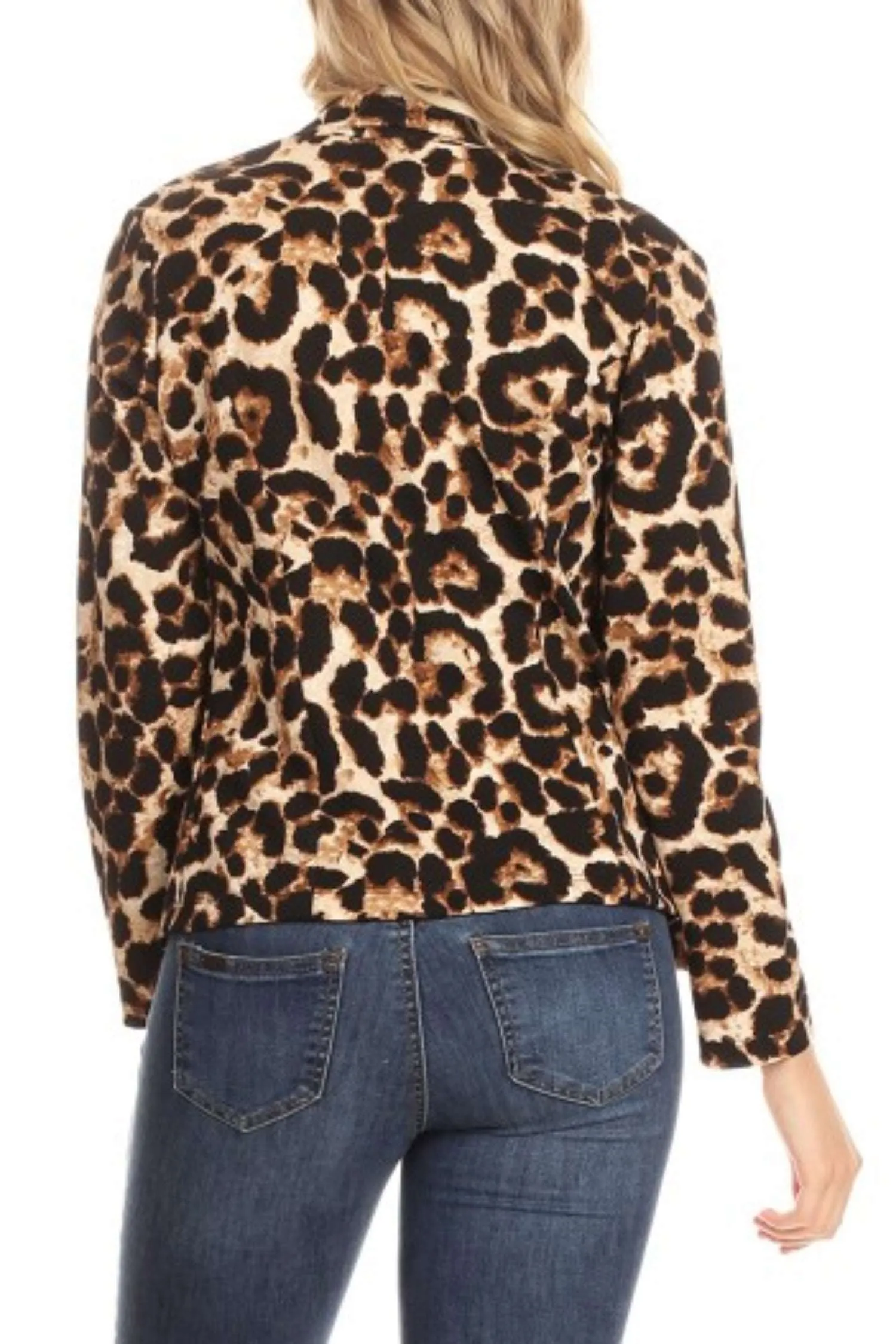 Women's Casual Pattern Print Fitted Open Front Long Sleeves Office Blazer Jacket