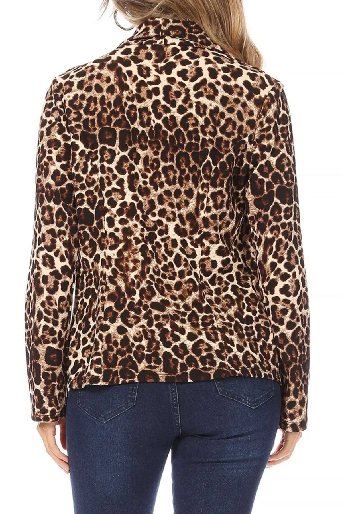 Women's Casual Pattern Print Fitted Open Front Long Sleeves Office Blazer Jacket
