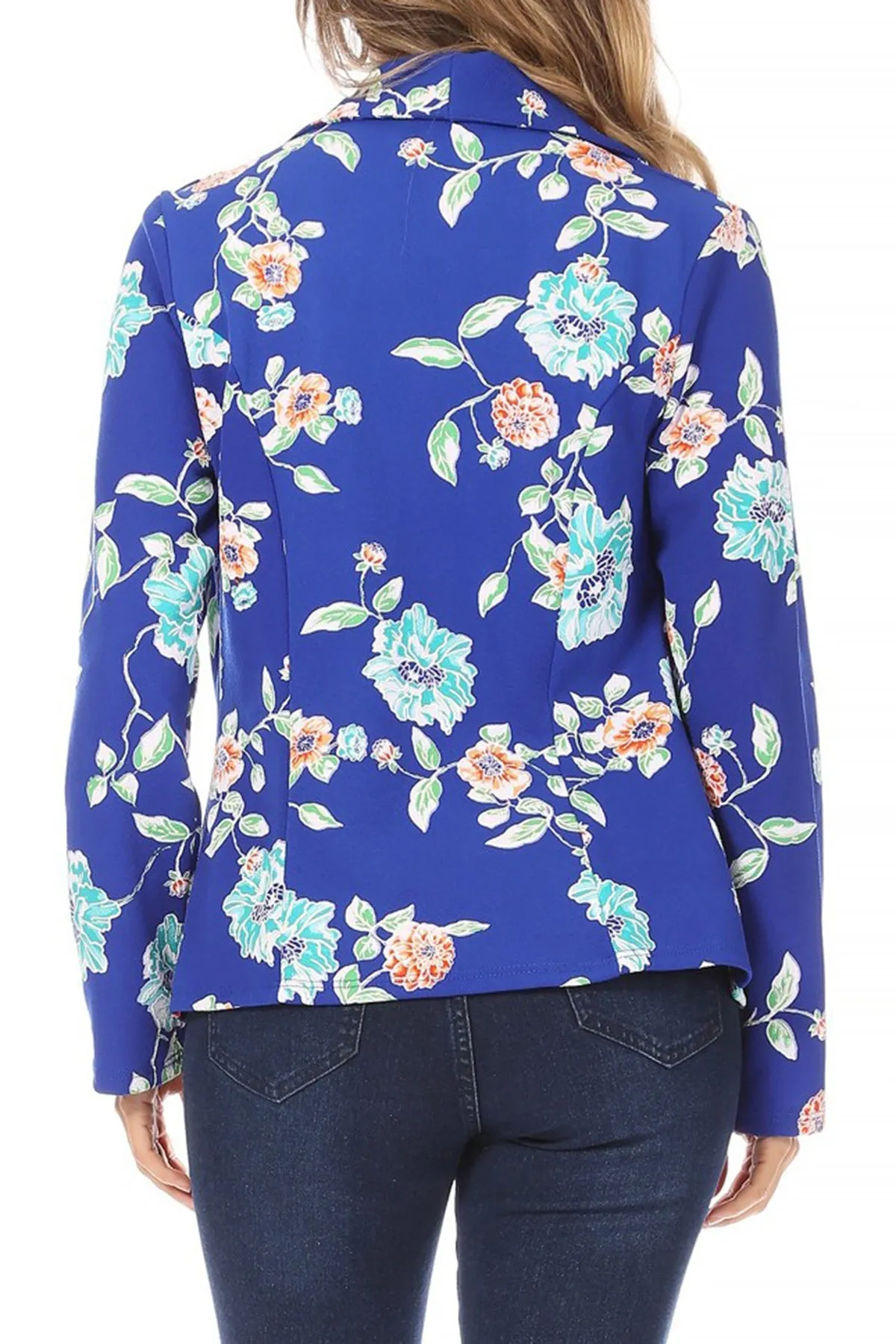 Women's Casual Pattern Print Fitted Open Front Long Sleeves Office Blazer Jacket
