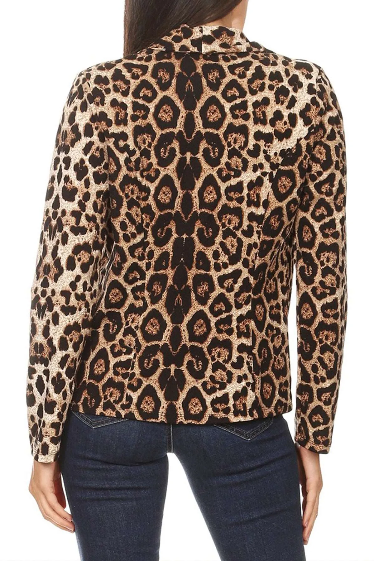 Women's Casual Pattern Print Fitted Open Front Long Sleeves Office Blazer Jacket