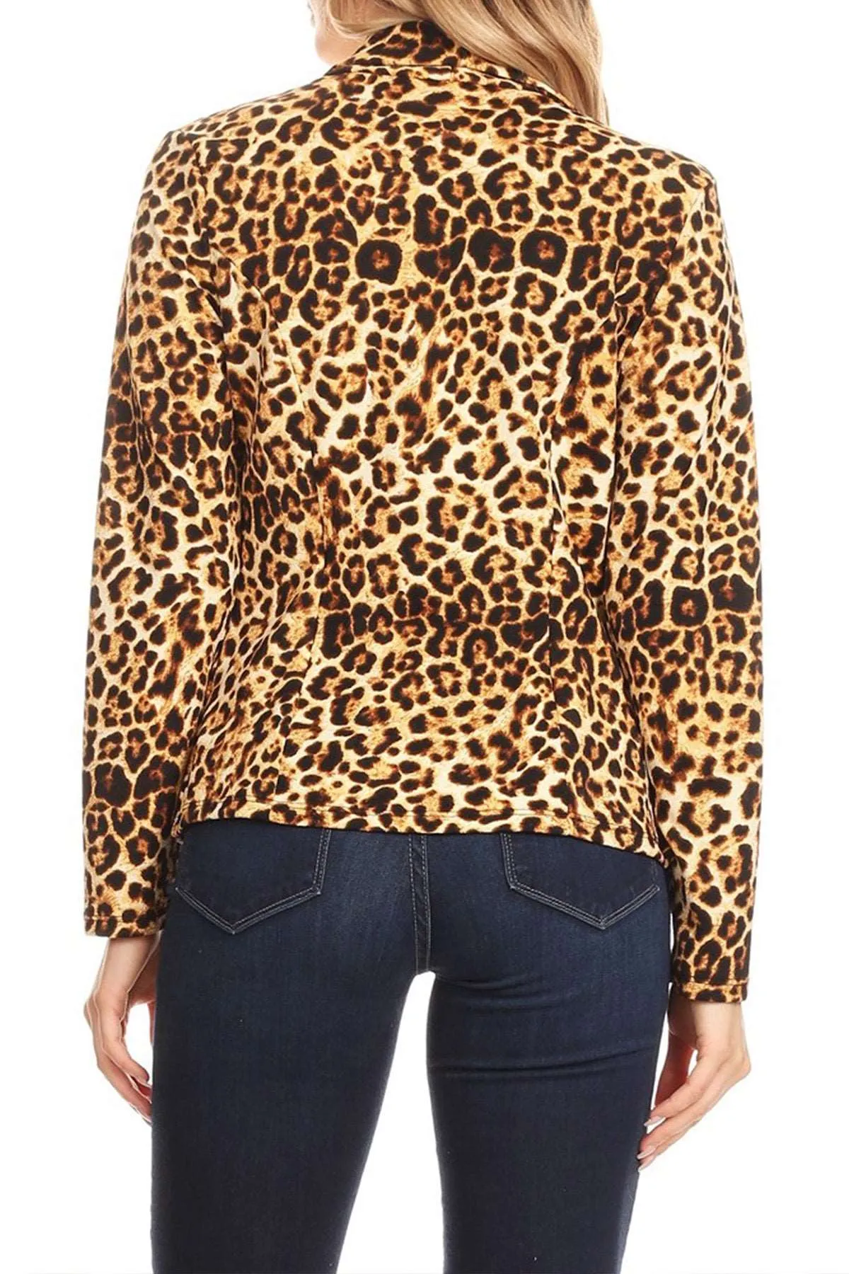Women's Casual Pattern Print Fitted Open Front Long Sleeves Office Blazer Jacket