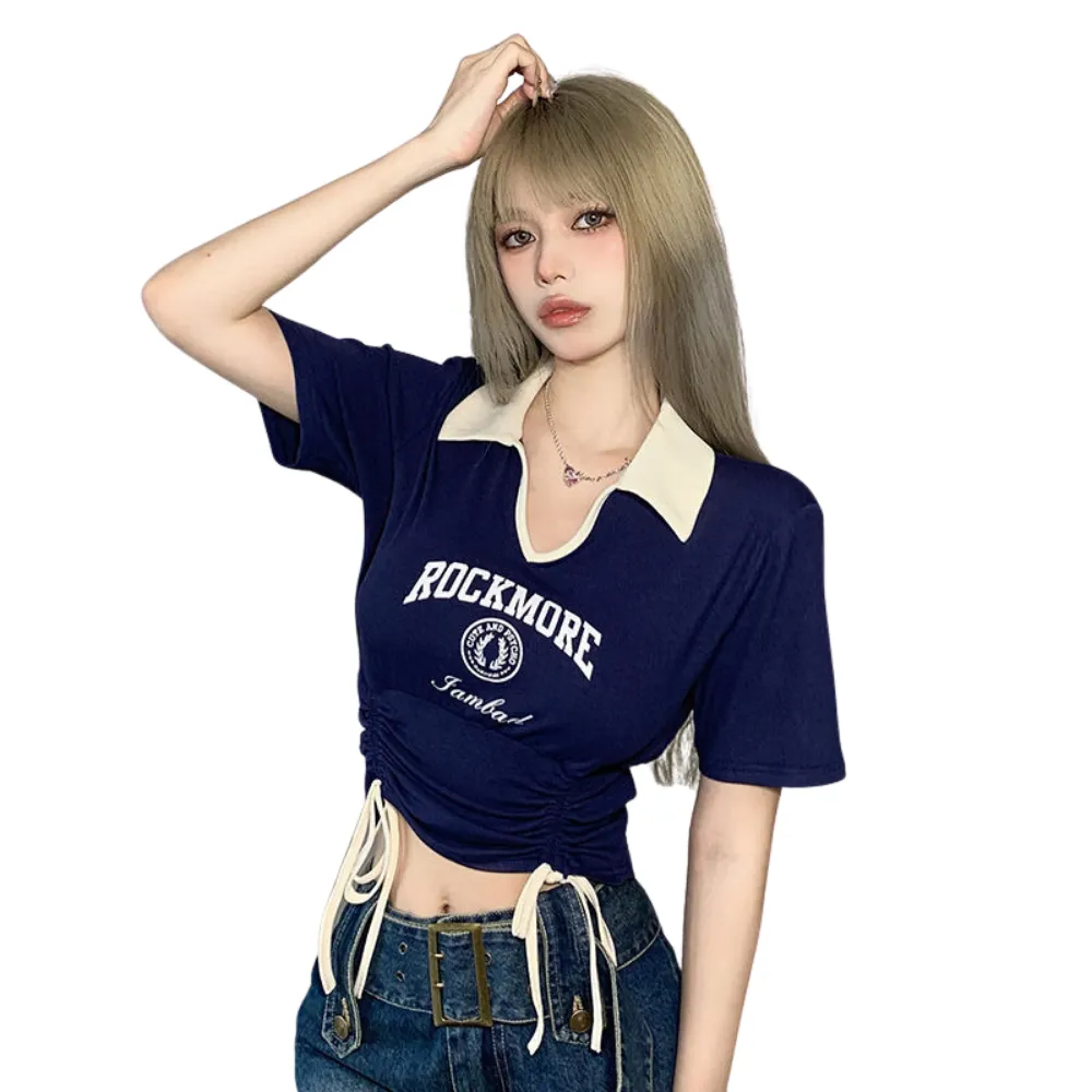 Women's Contrasting Drawstring Slim T-shirt