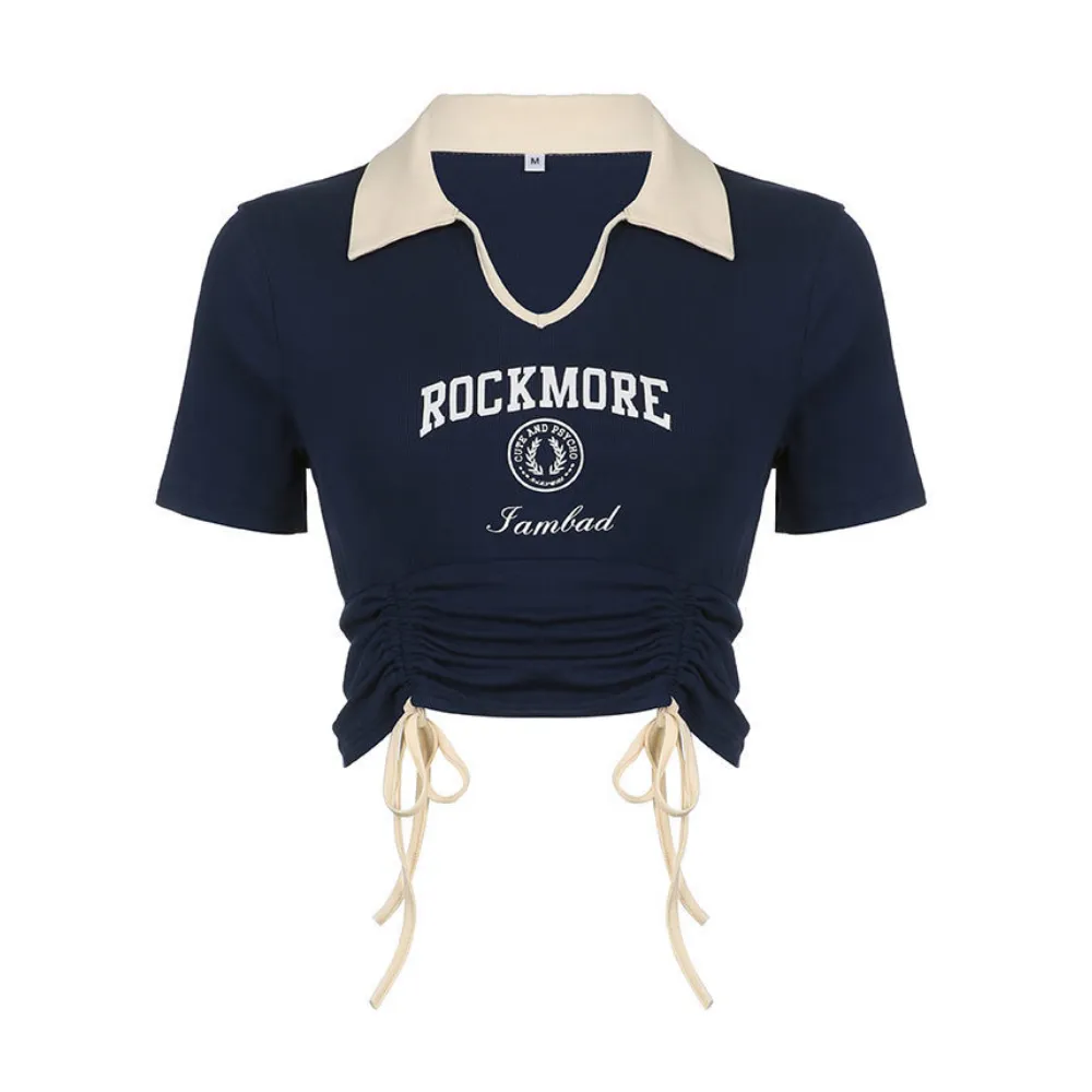 Women's Contrasting Drawstring Slim T-shirt
