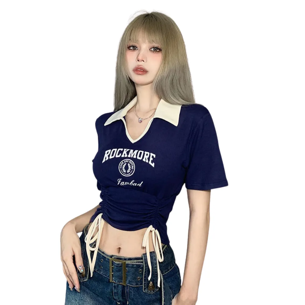 Women's Contrasting Drawstring Slim T-shirt