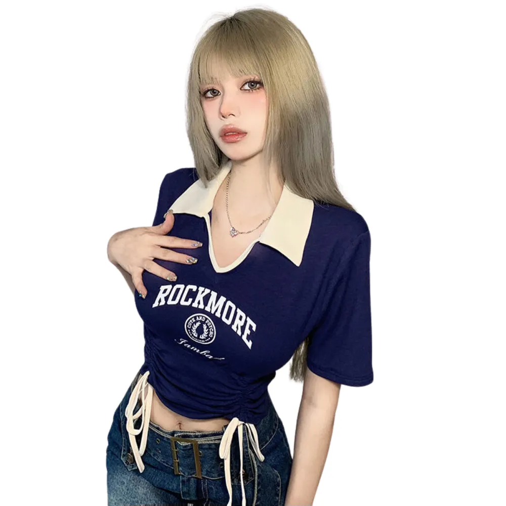 Women's Contrasting Drawstring Slim T-shirt