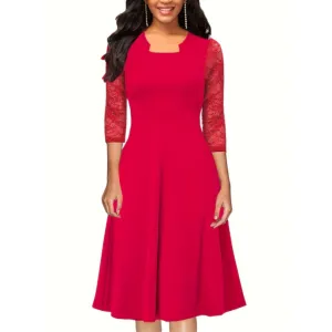 Women's Vintage Fit And Flare Dress | Midi