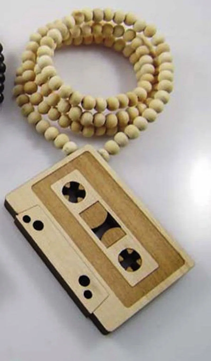 Wooden Cassette Tape Necklace