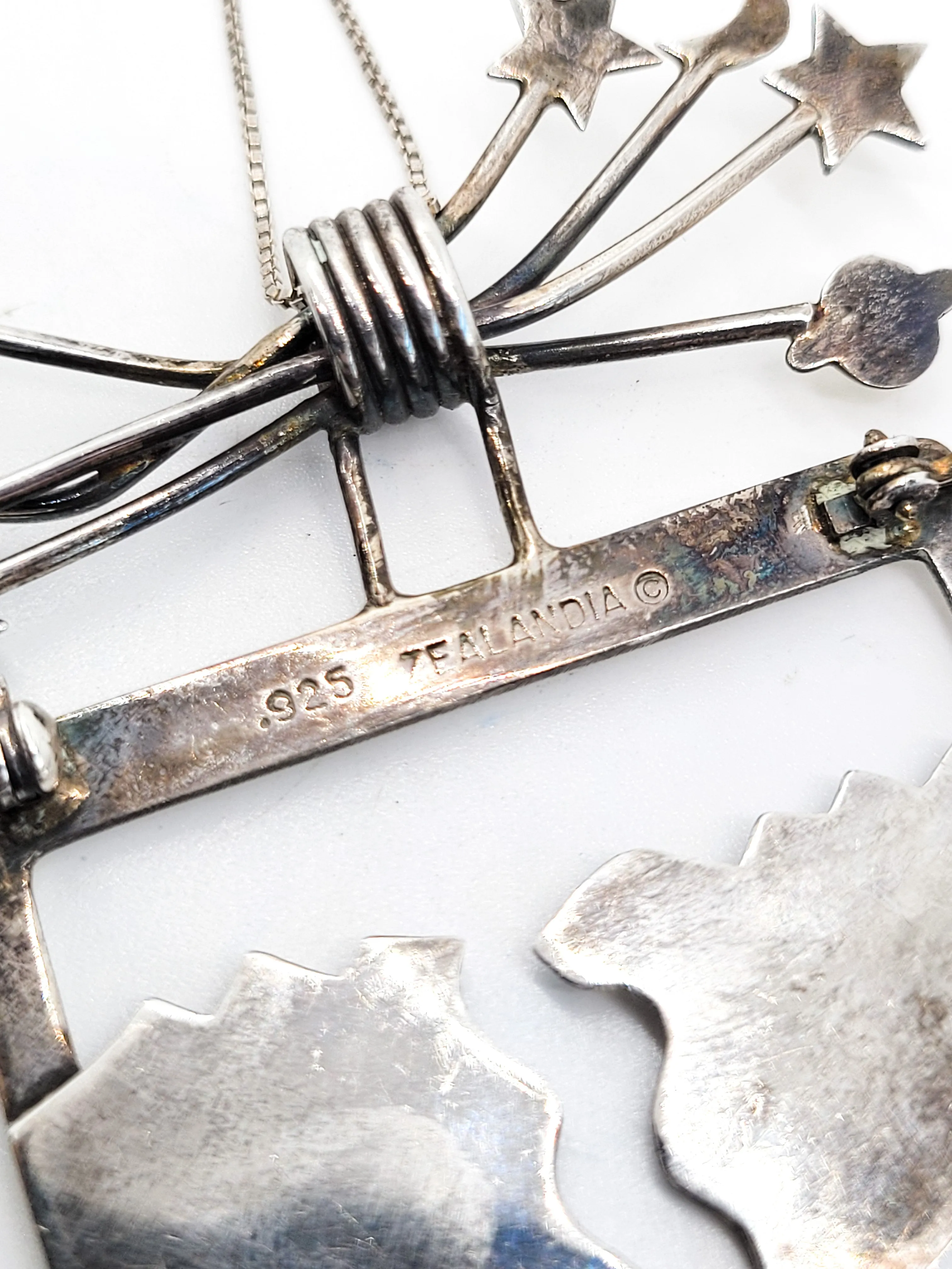 Zealandia Celestial sky over the mountains vintage sterling silver necklace brooch RARE